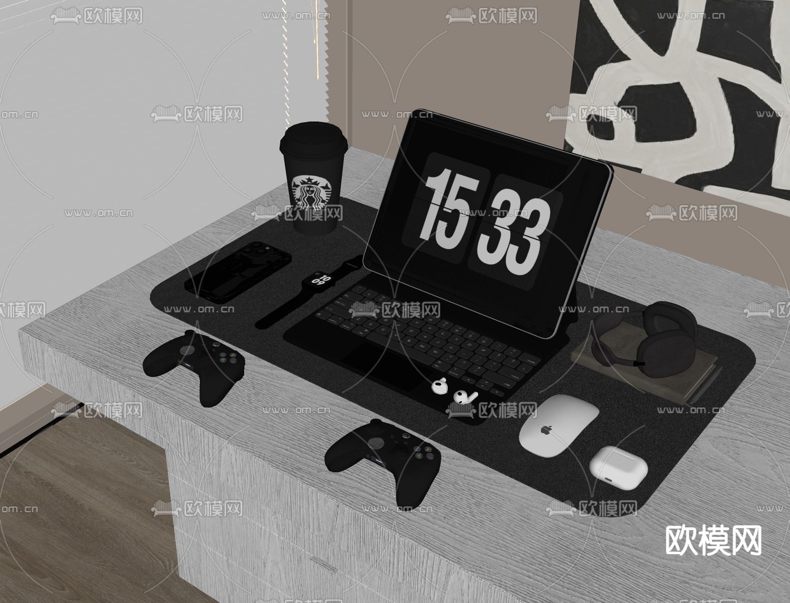 电脑 手机 耳机su模型