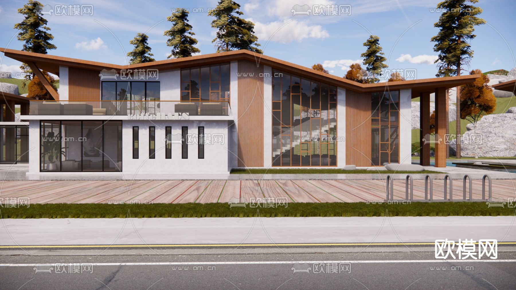 新中式民宿客栈su模型下载（渲染图2）