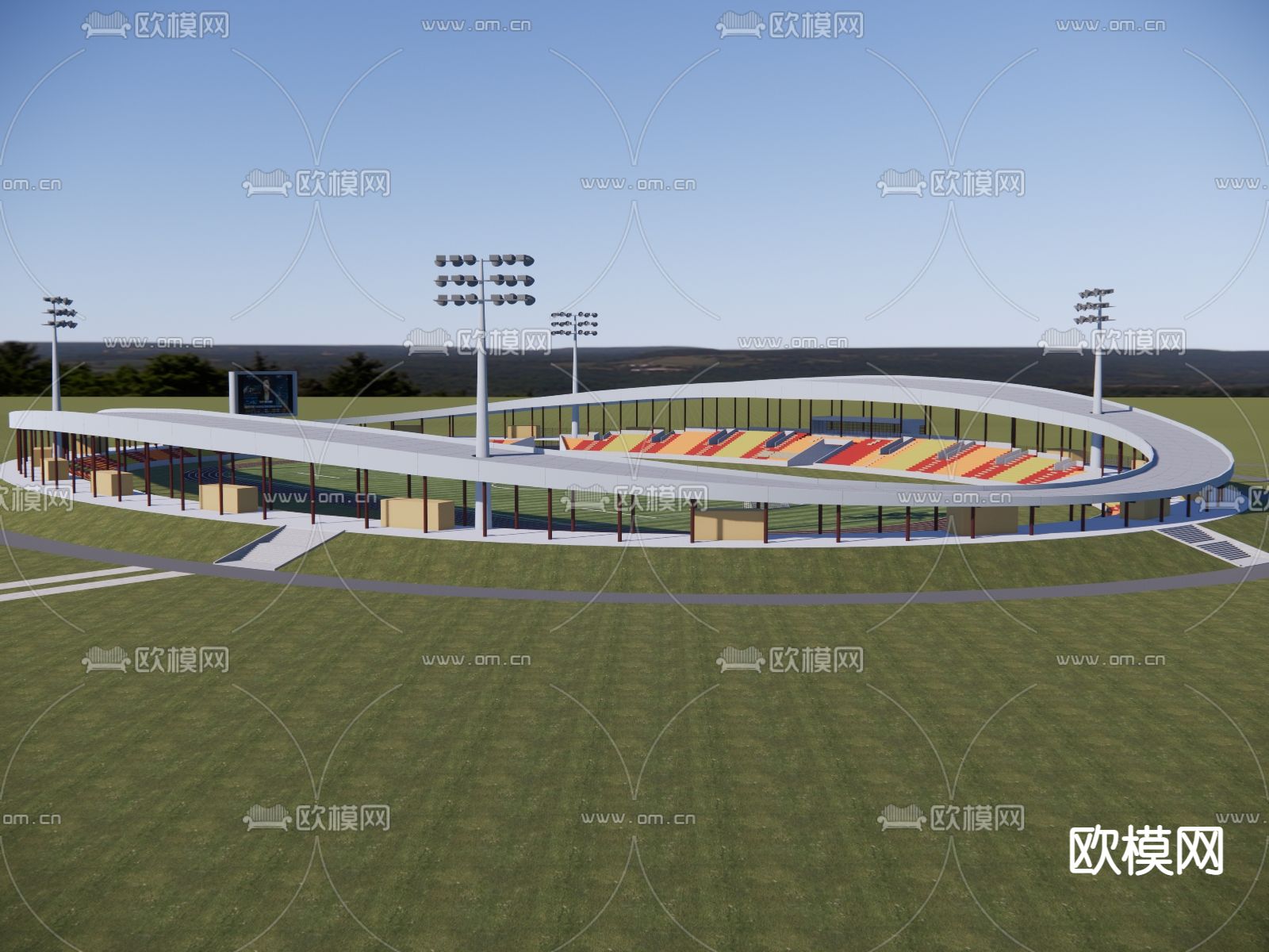 户外足球场su模型下载（渲染图3）