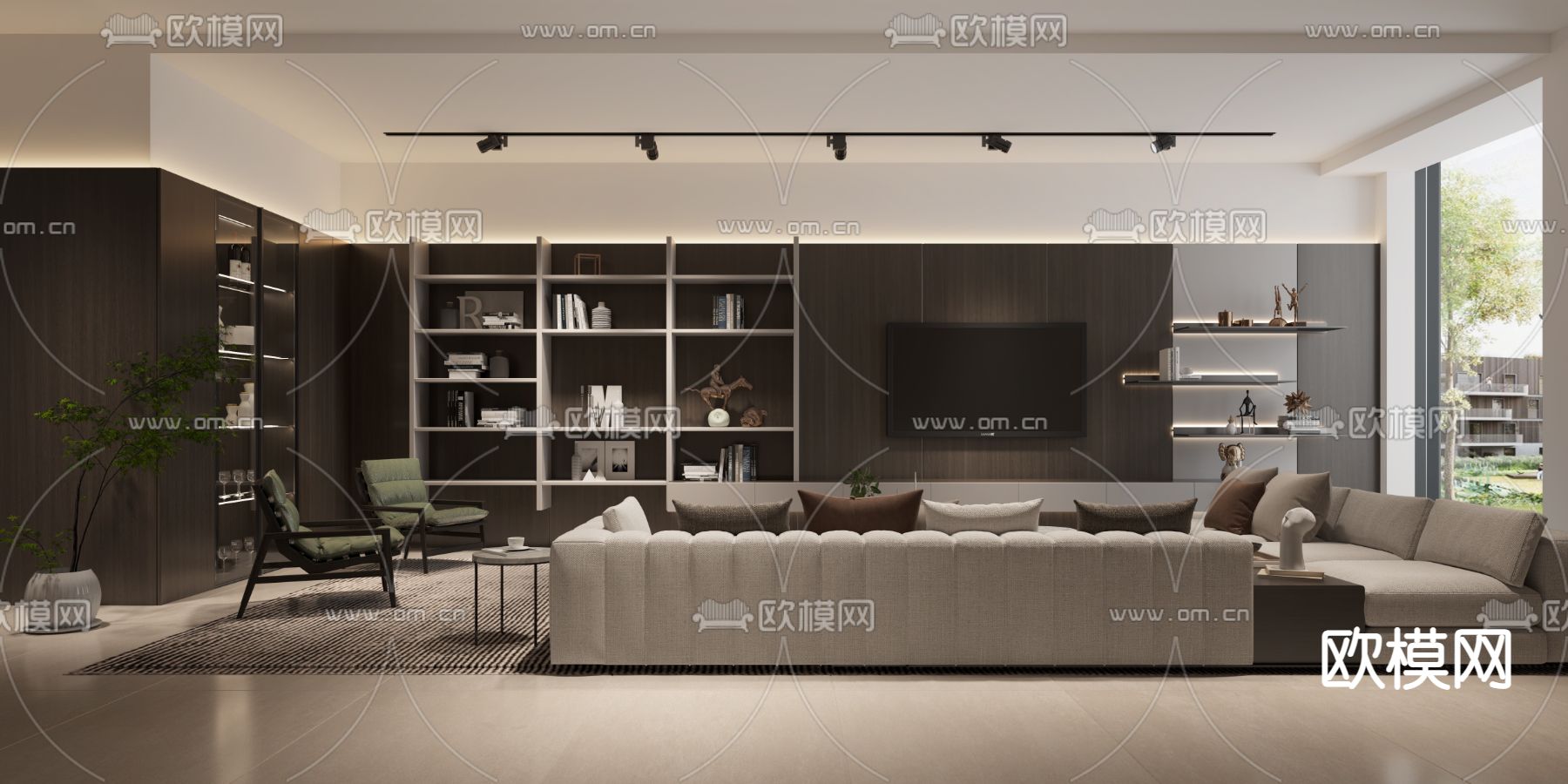 高级灰 客厅3d模型下载