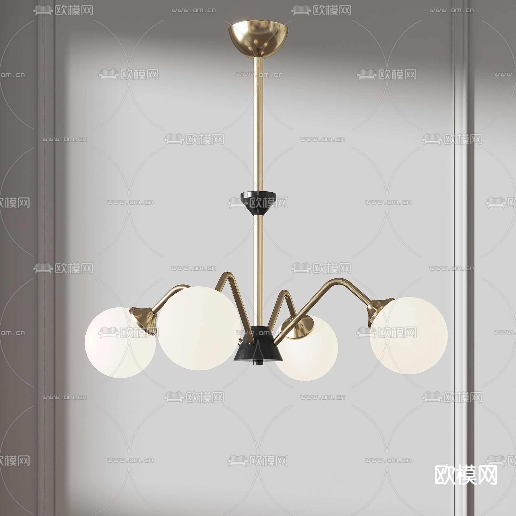 北欧球形吊灯su模型下载（渲染图2）