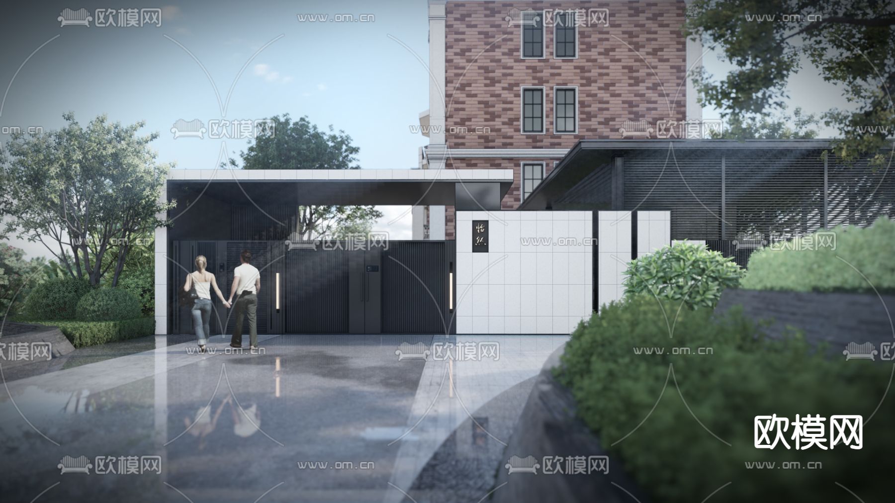 简欧别墅庭院su模型下载（渲染图4）