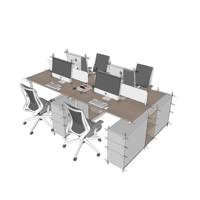  现代屏风卡位su模型 