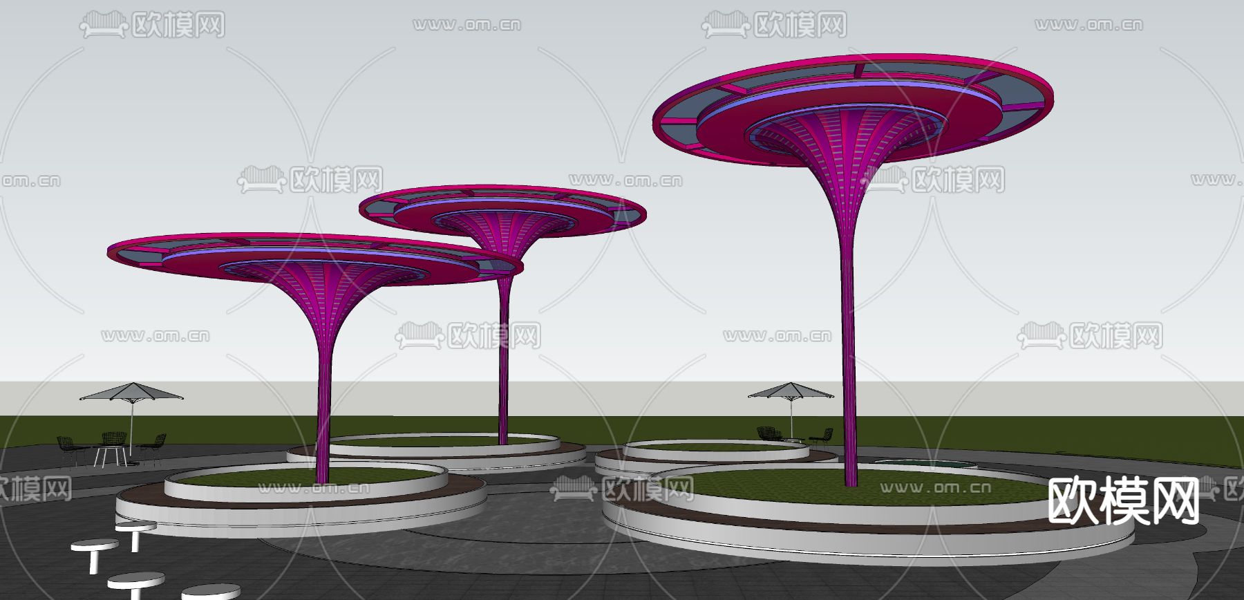 现代建筑小品su模型