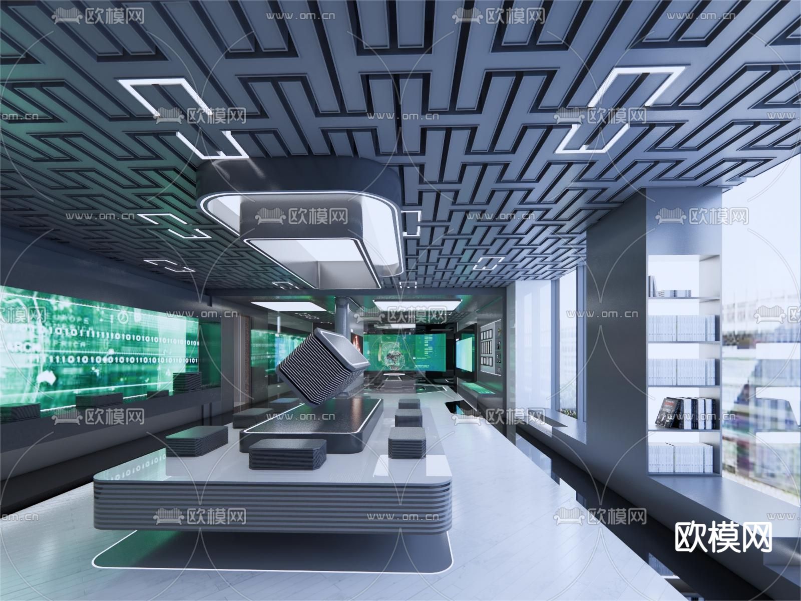 现代科技展厅su模型下载（渲染图1）
