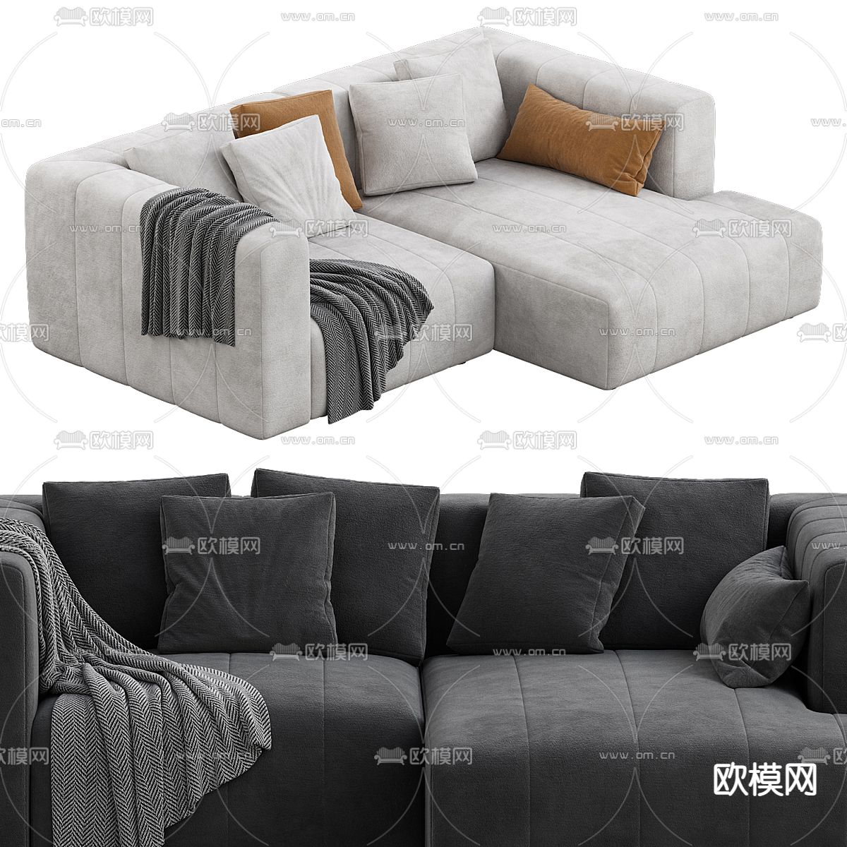 转角沙发3d模型下载（渲染图1）