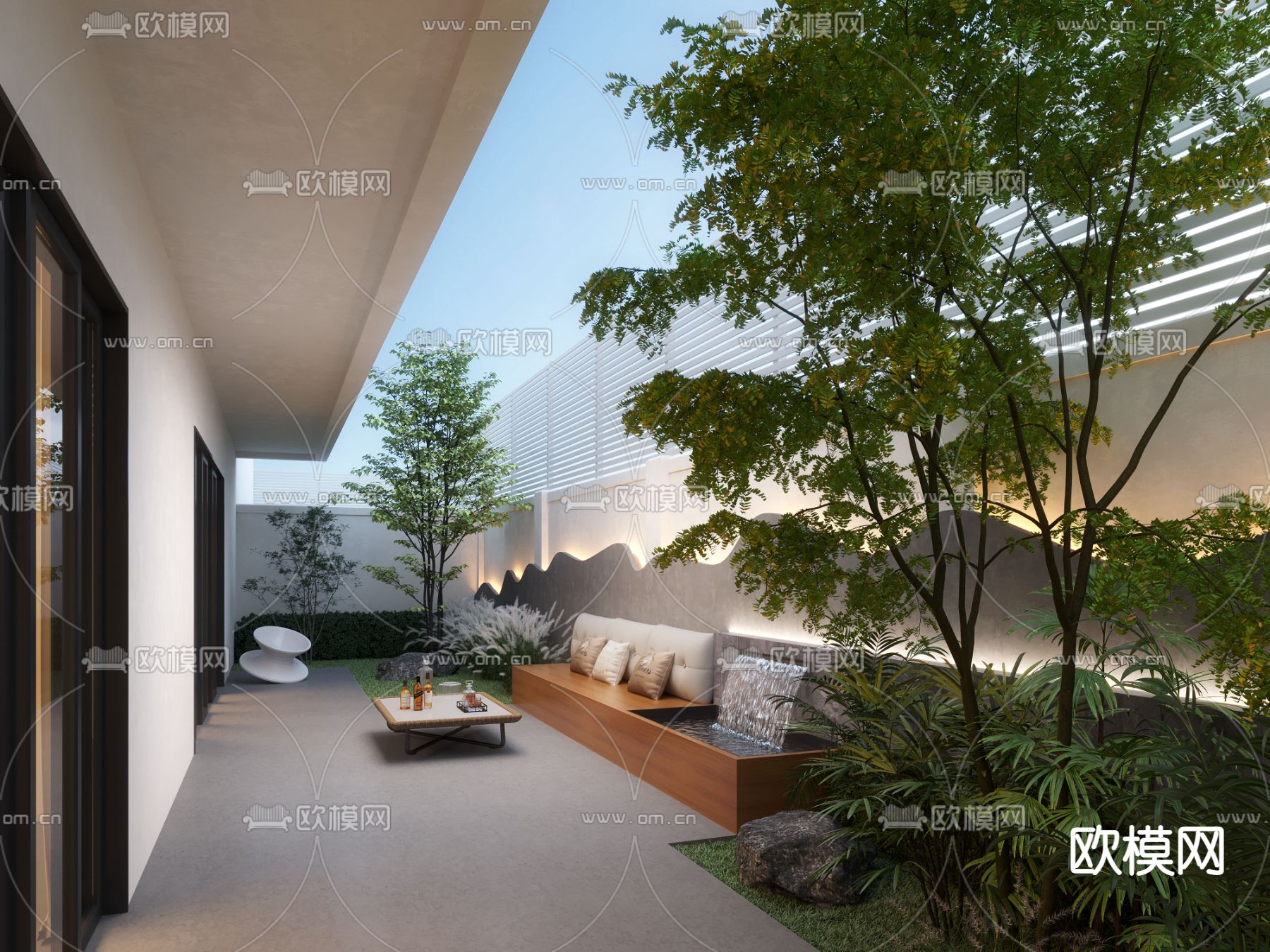 别墅庭院 花园3d模型下载