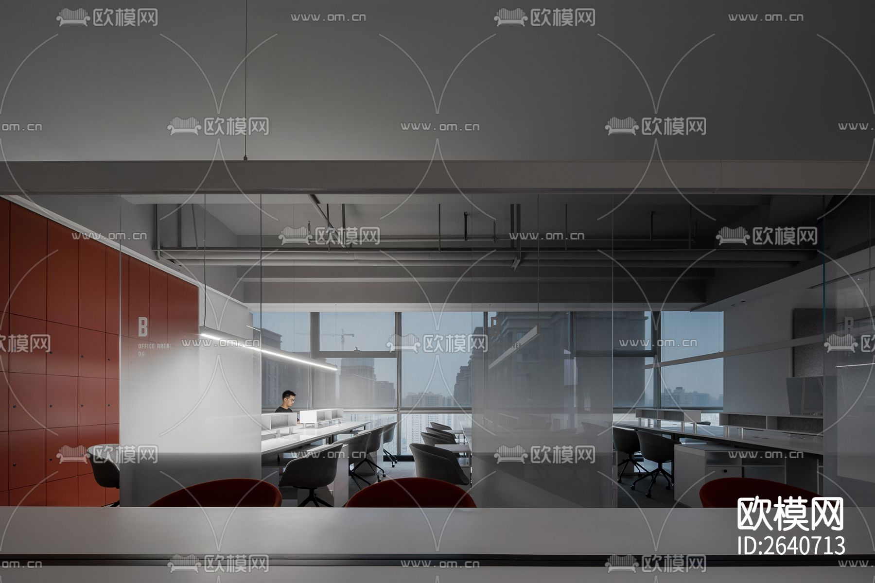 办公室CAD施工图下载（渲染图2）