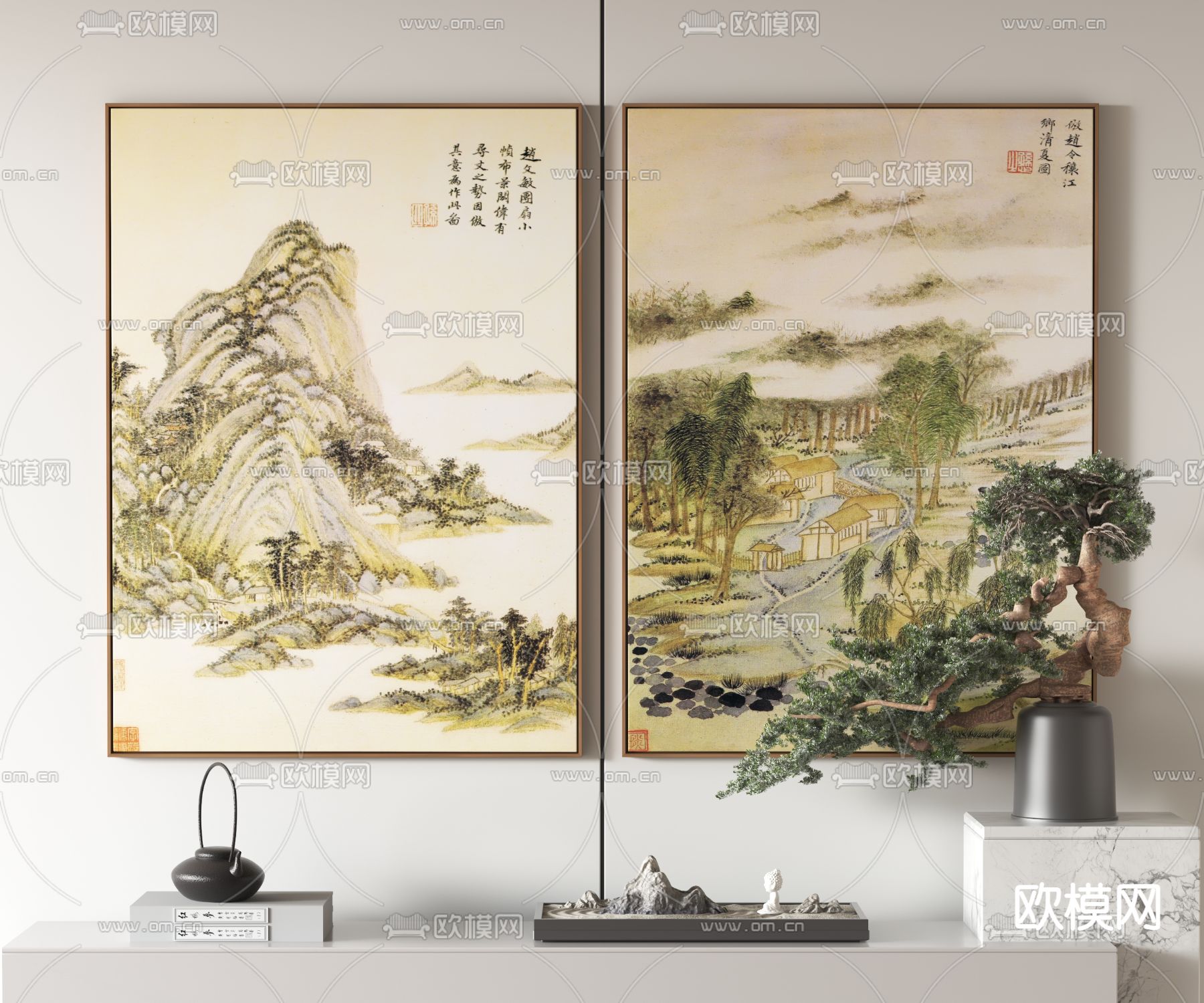 新中式装饰画3d模型下载