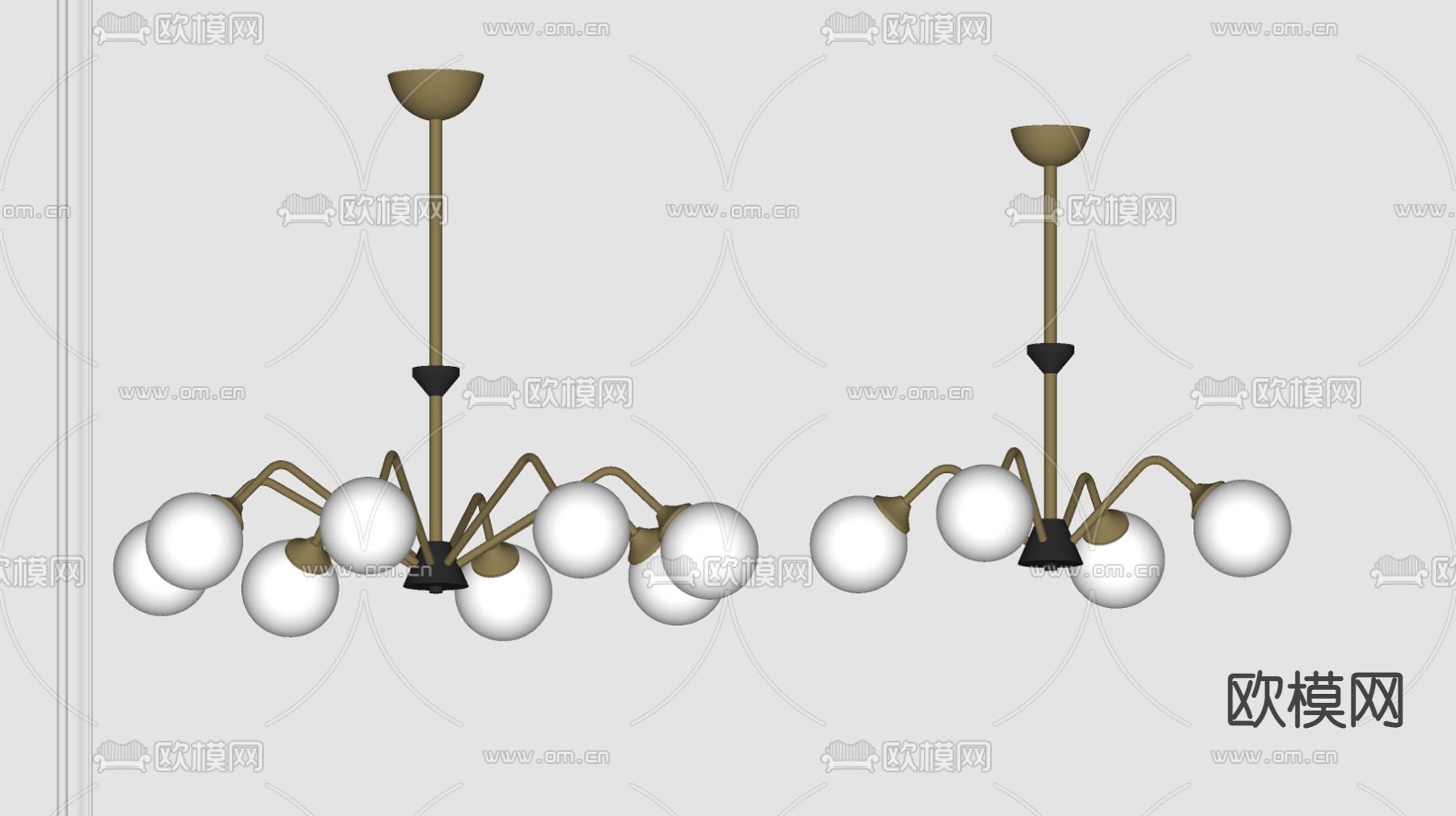 北欧球形吊灯su模型下载（渲染图3）