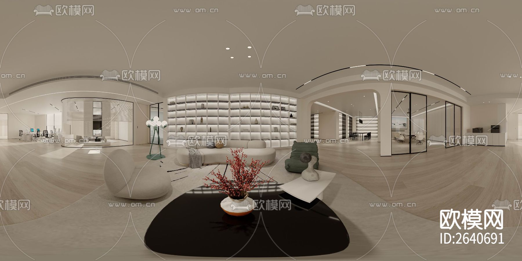 办公室CAD施工图下载（渲染图4）