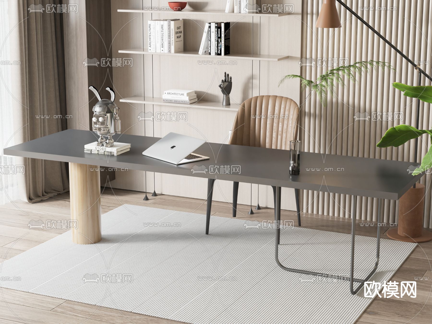 电脑桌 书桌椅 书台3d模型下载