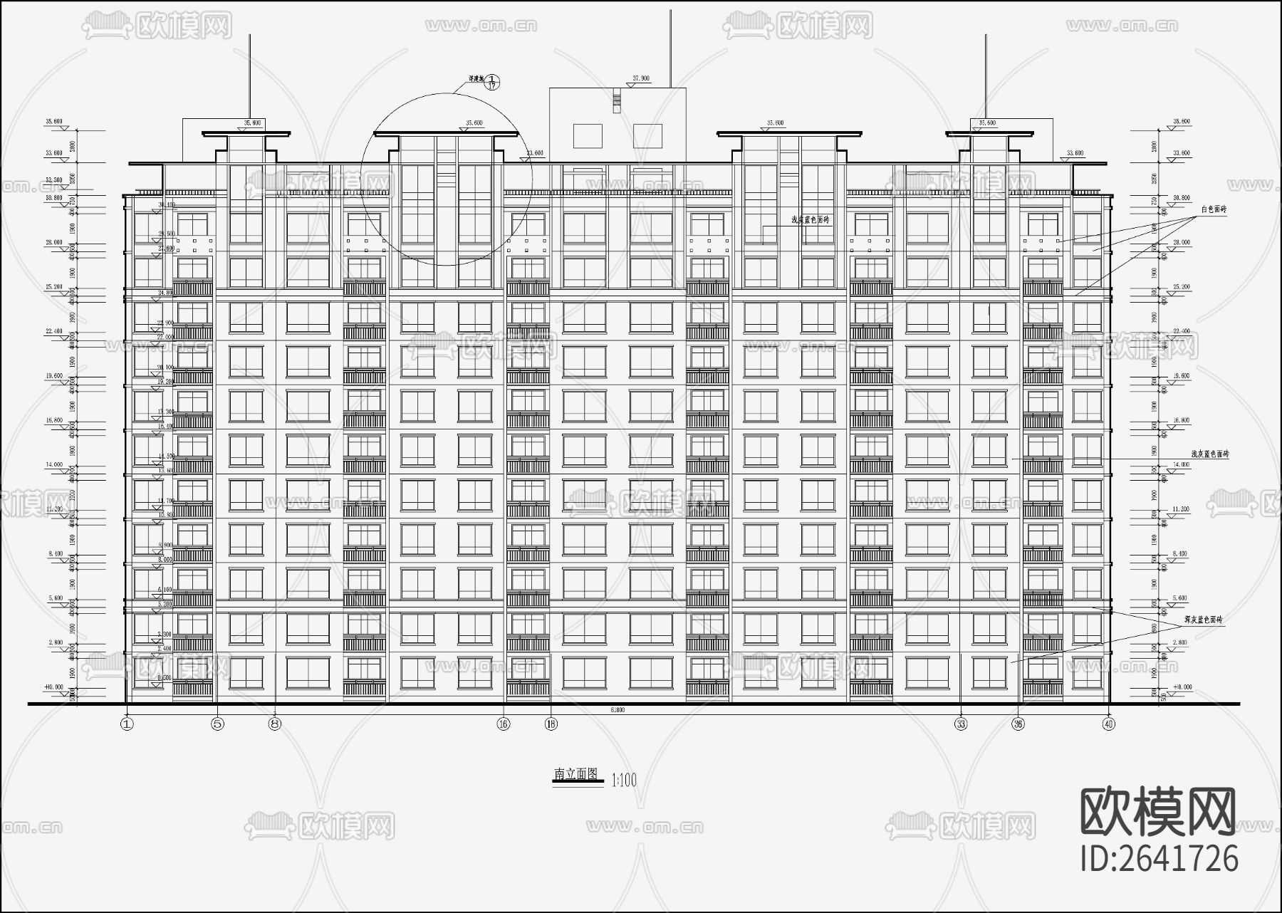 住宅区建筑CAD施工图下载（渲染图1）