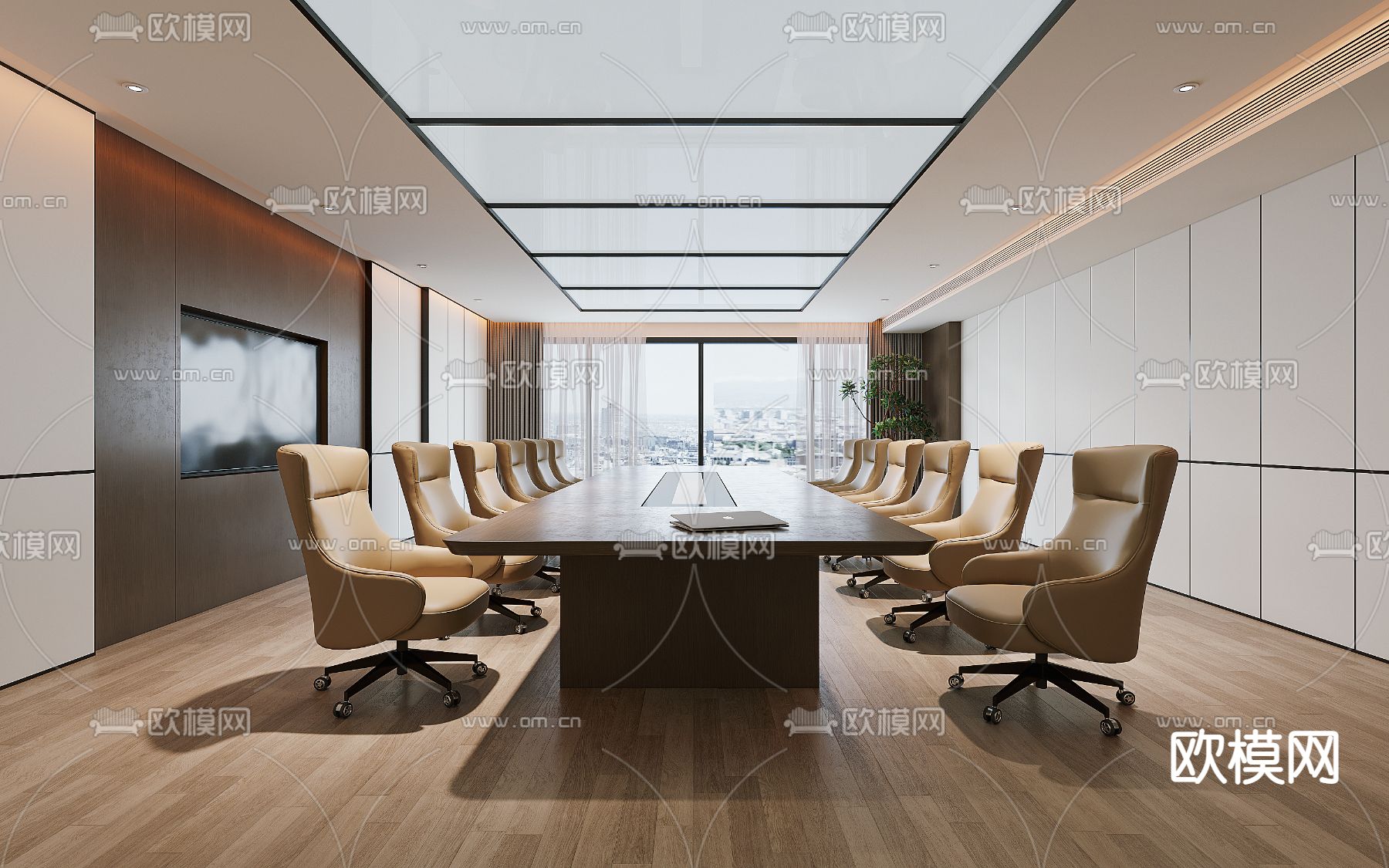 现代会议室3d模型下载