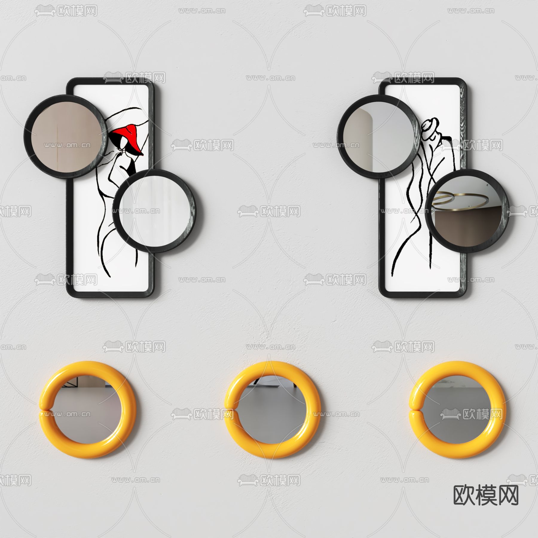 镜子 装饰镜3d模型下载
