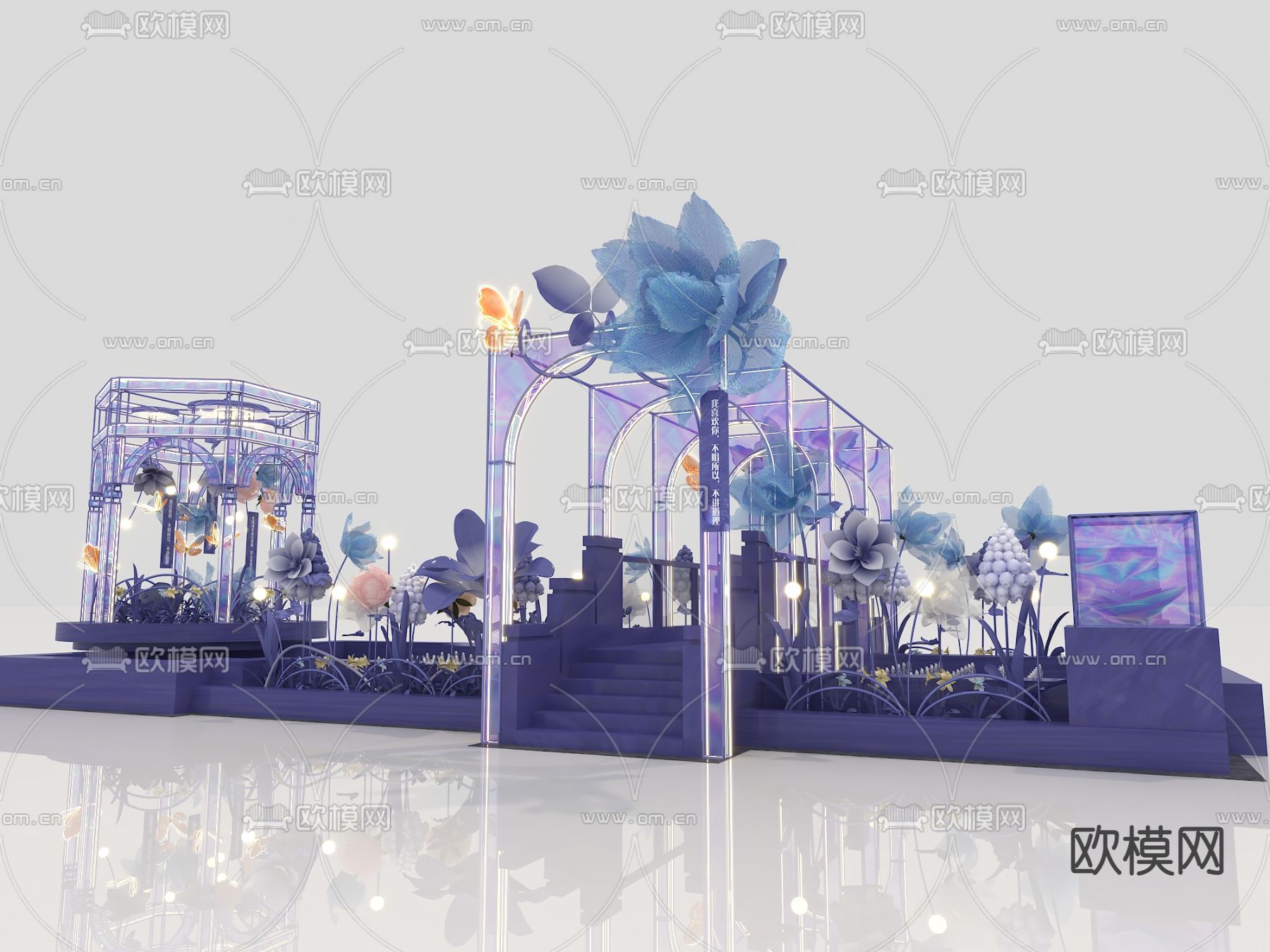花卉美陈 商业美陈3d模型下载_ID14090220_3dmax免费模型-欧模网