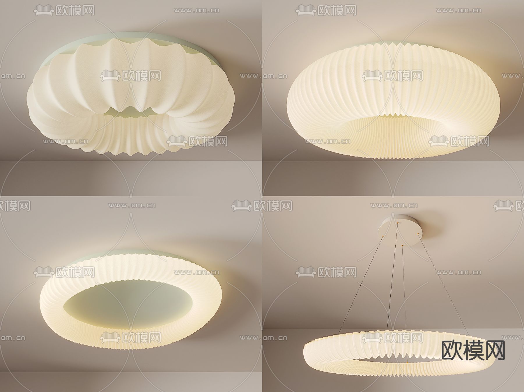 奶油风吸顶灯3d模型下载