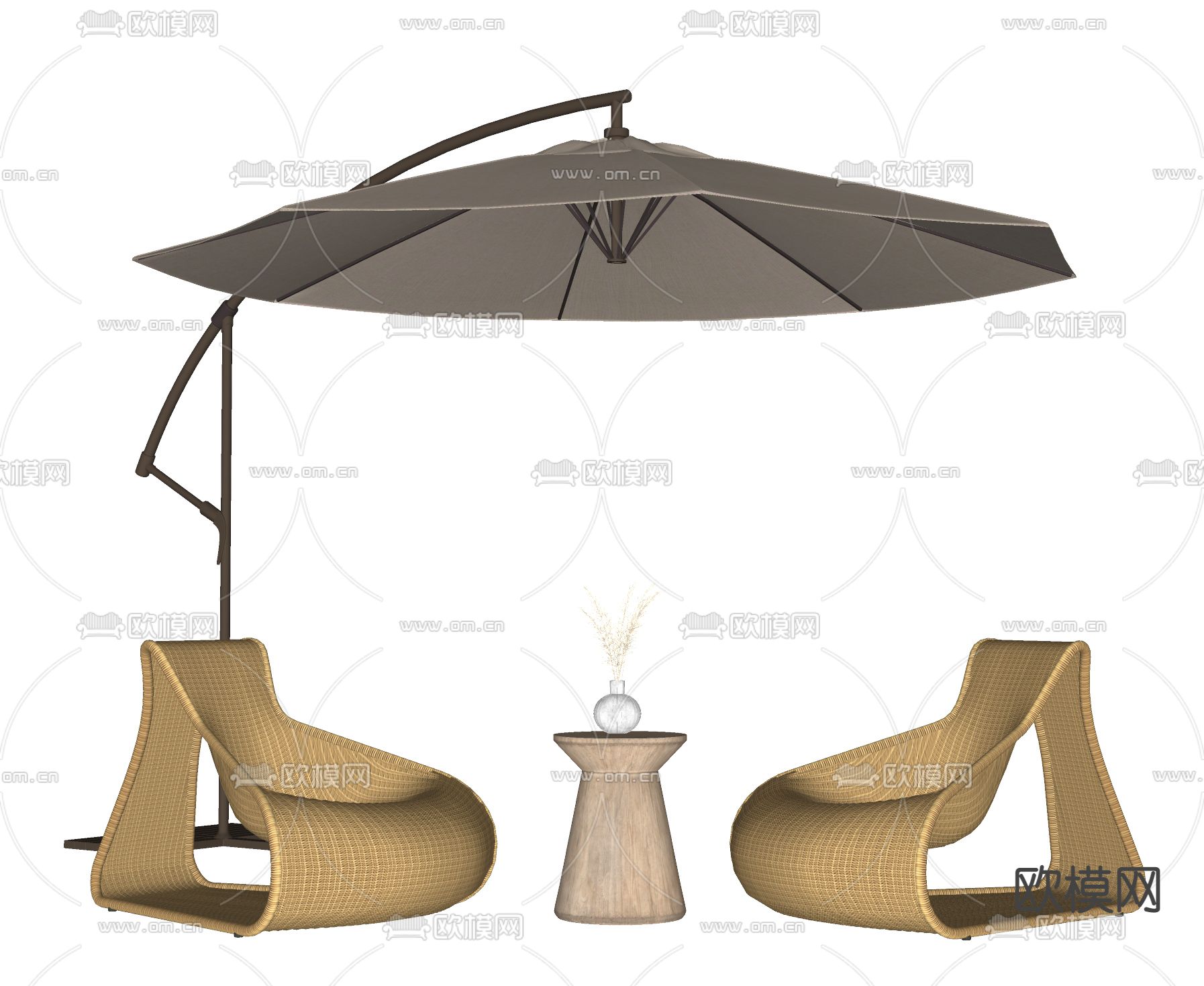 藤编户外椅 异形椅子su模型下载（渲染图2）