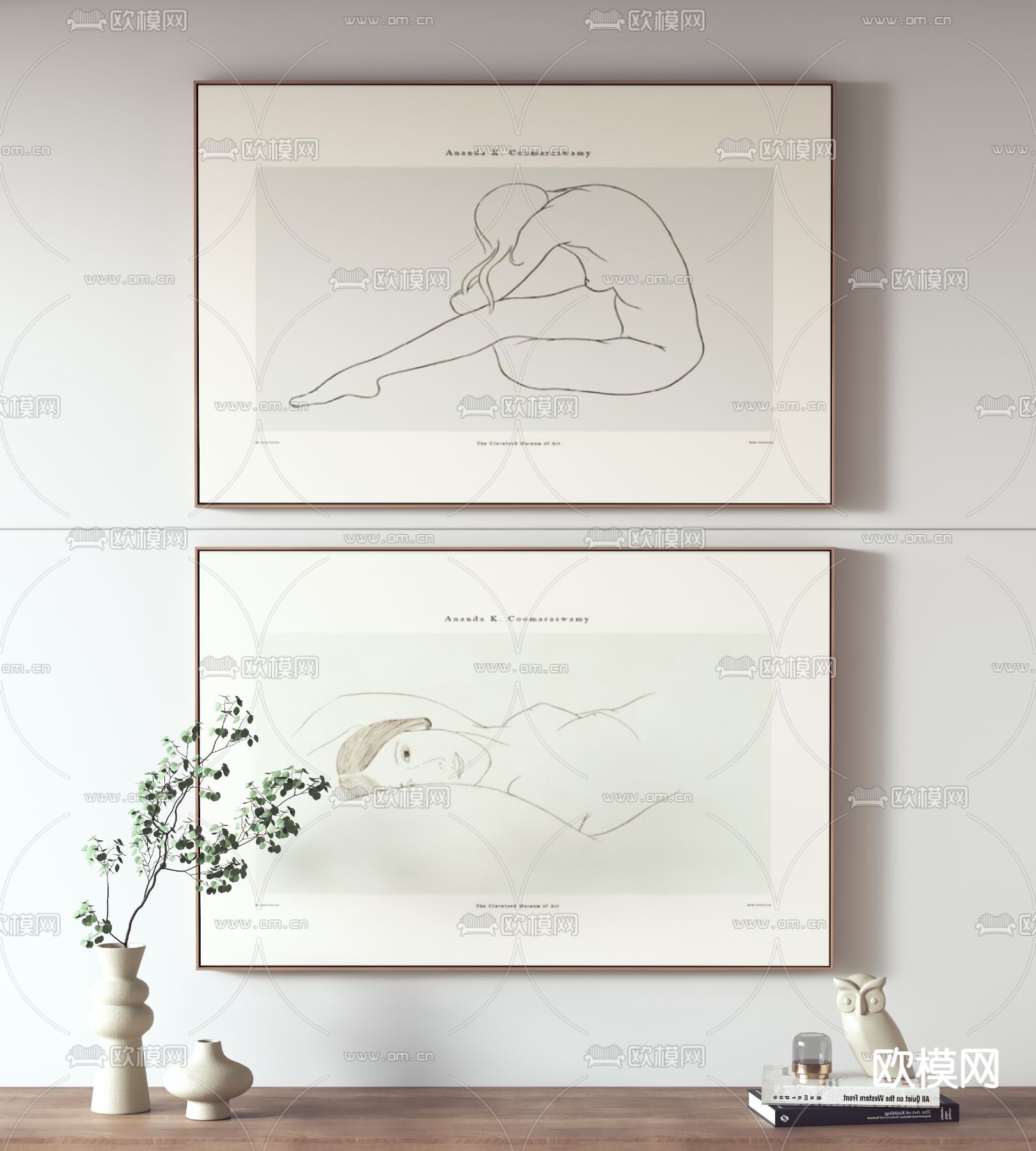 线条画 装饰画 挂画3d模型下载
