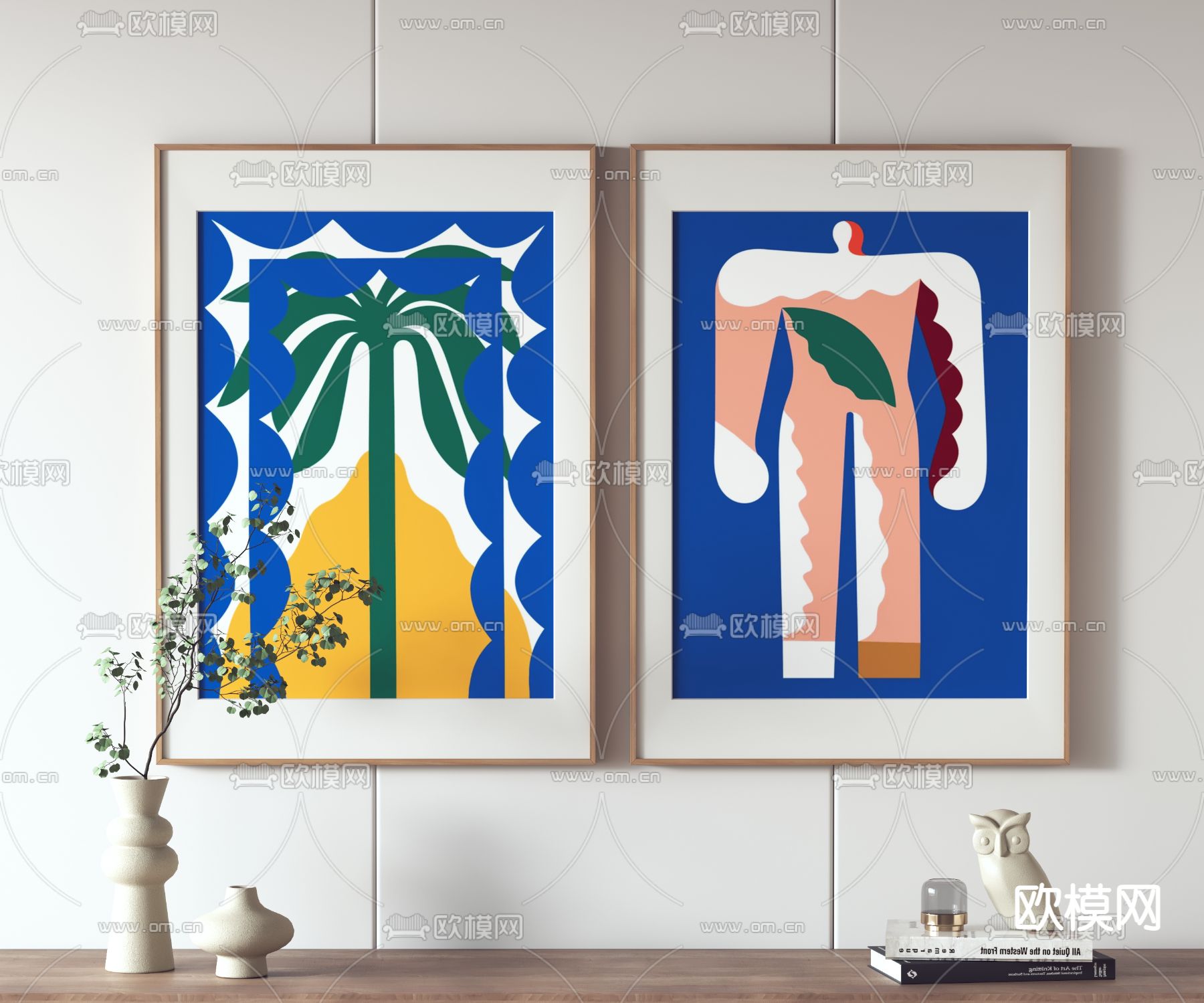 现代装饰画 涂鸦画3d模型下载