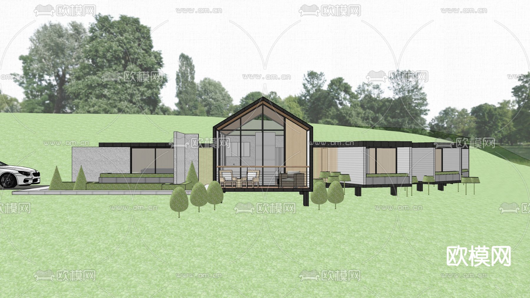 度假民宿 外观su模型下载（渲染图4）