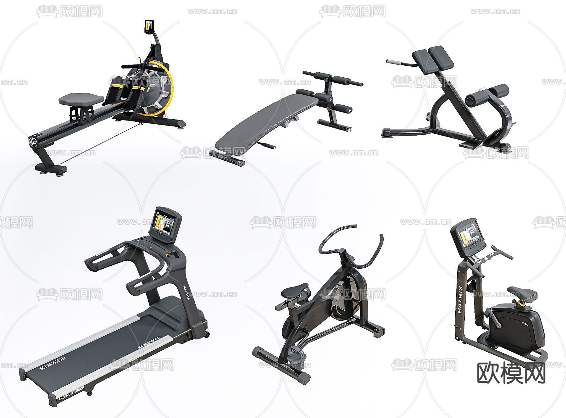 健身器材 跑步机 动感单车3d模型下载
