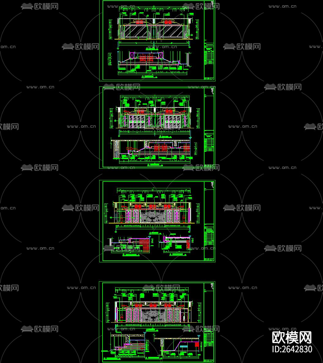 豪华大餐厅立面CAD节点大样下载（渲染图1）