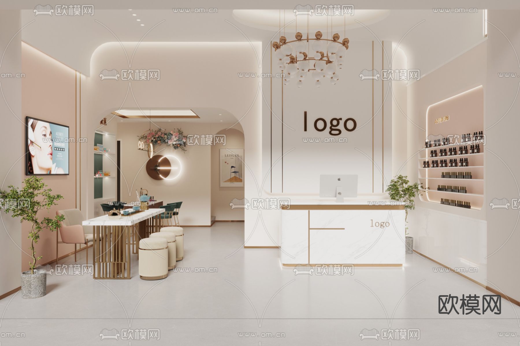 美容院 前台接待3d模型下载_ID14090905_3dmax免费模型-欧模网