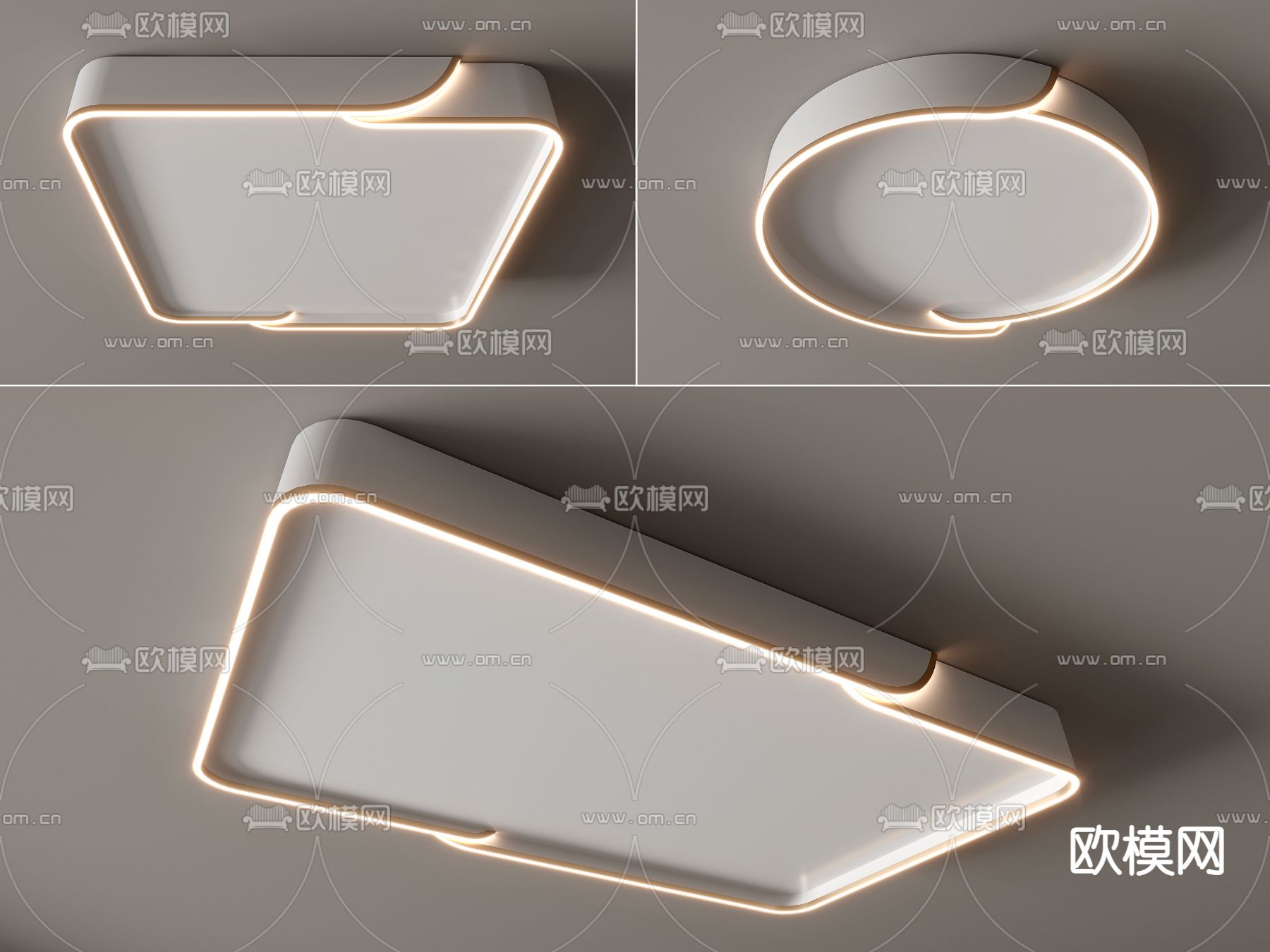 几何吸顶灯su模型下载（渲染图1）