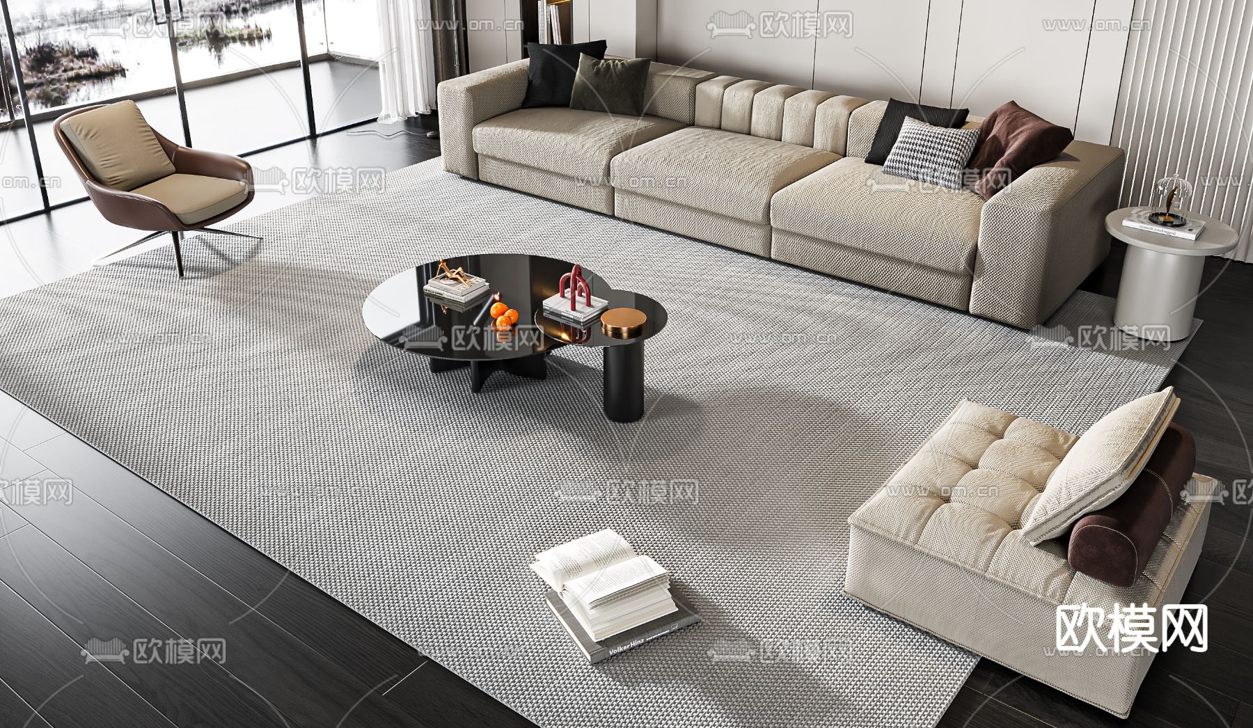 组合沙发3d模型下载（渲染图2）