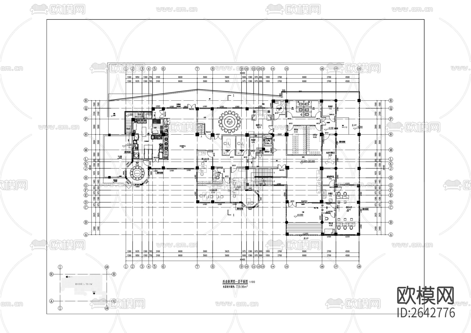 管理用房改造CAD施工图-免费3dmax模型库-欧模网