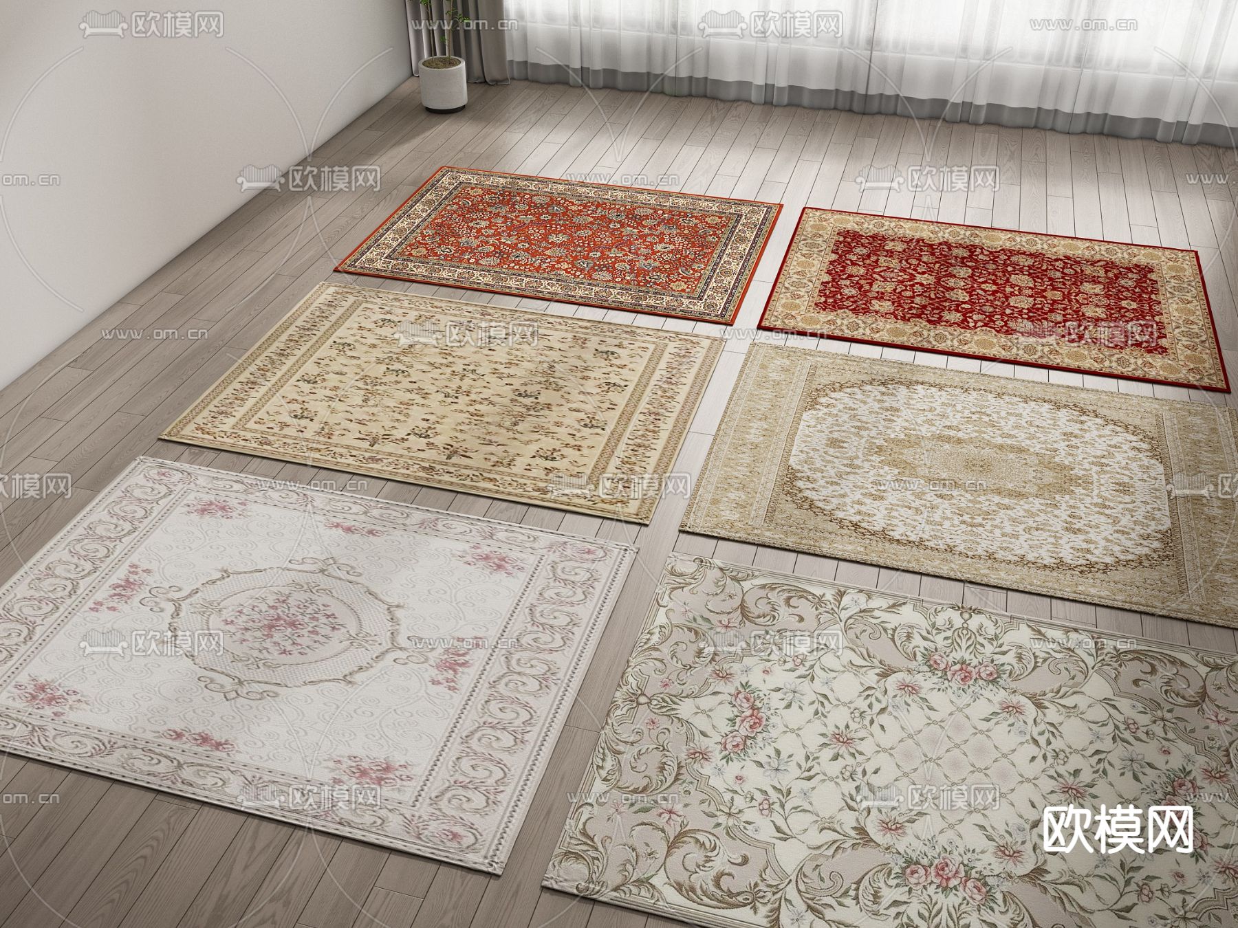 欧式古典地毯 方毯3d模型下载