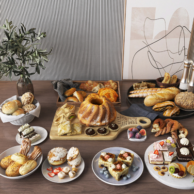  面包 西点 甜品 美食su模型 