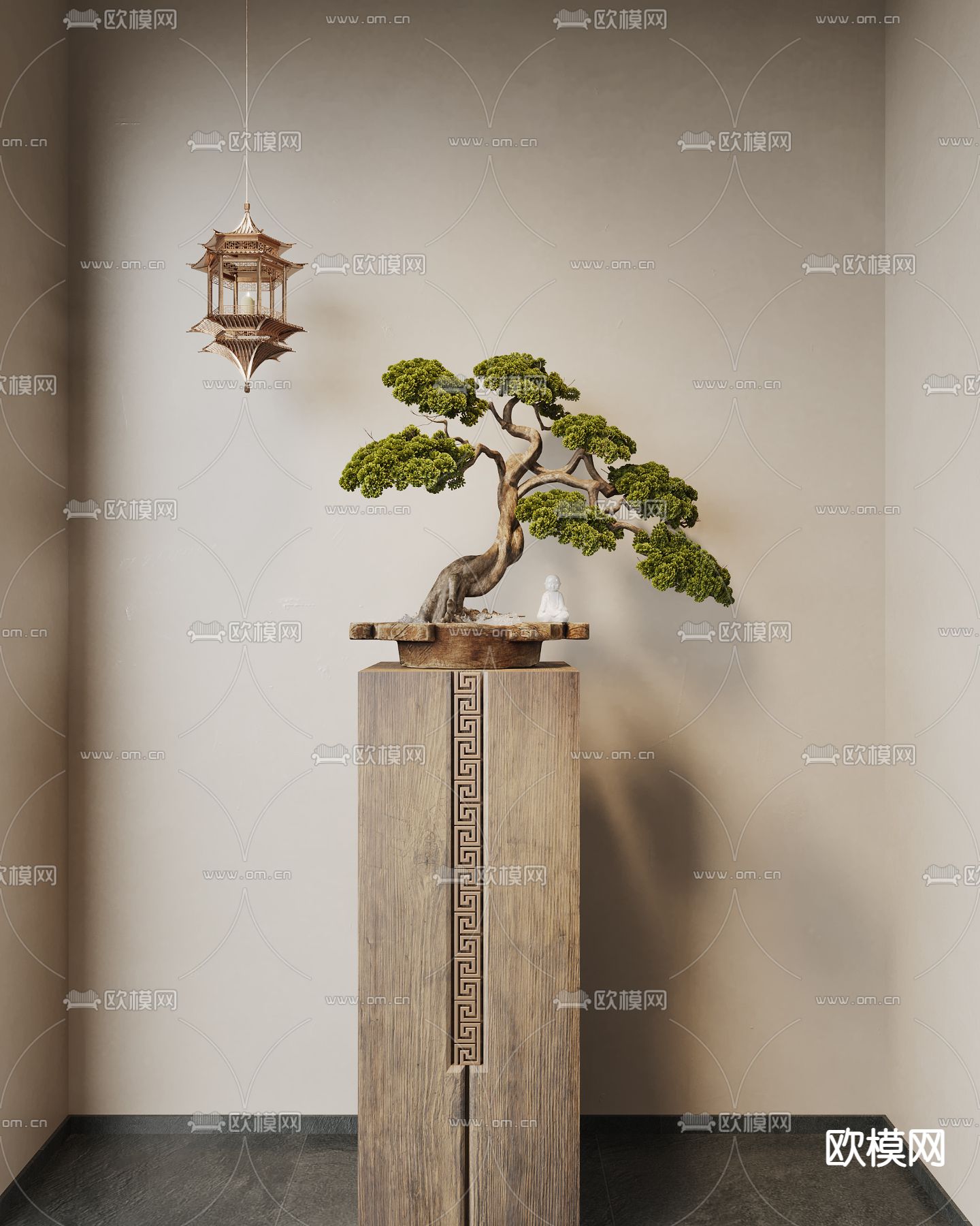 松树盆栽 盆景3d模型下载