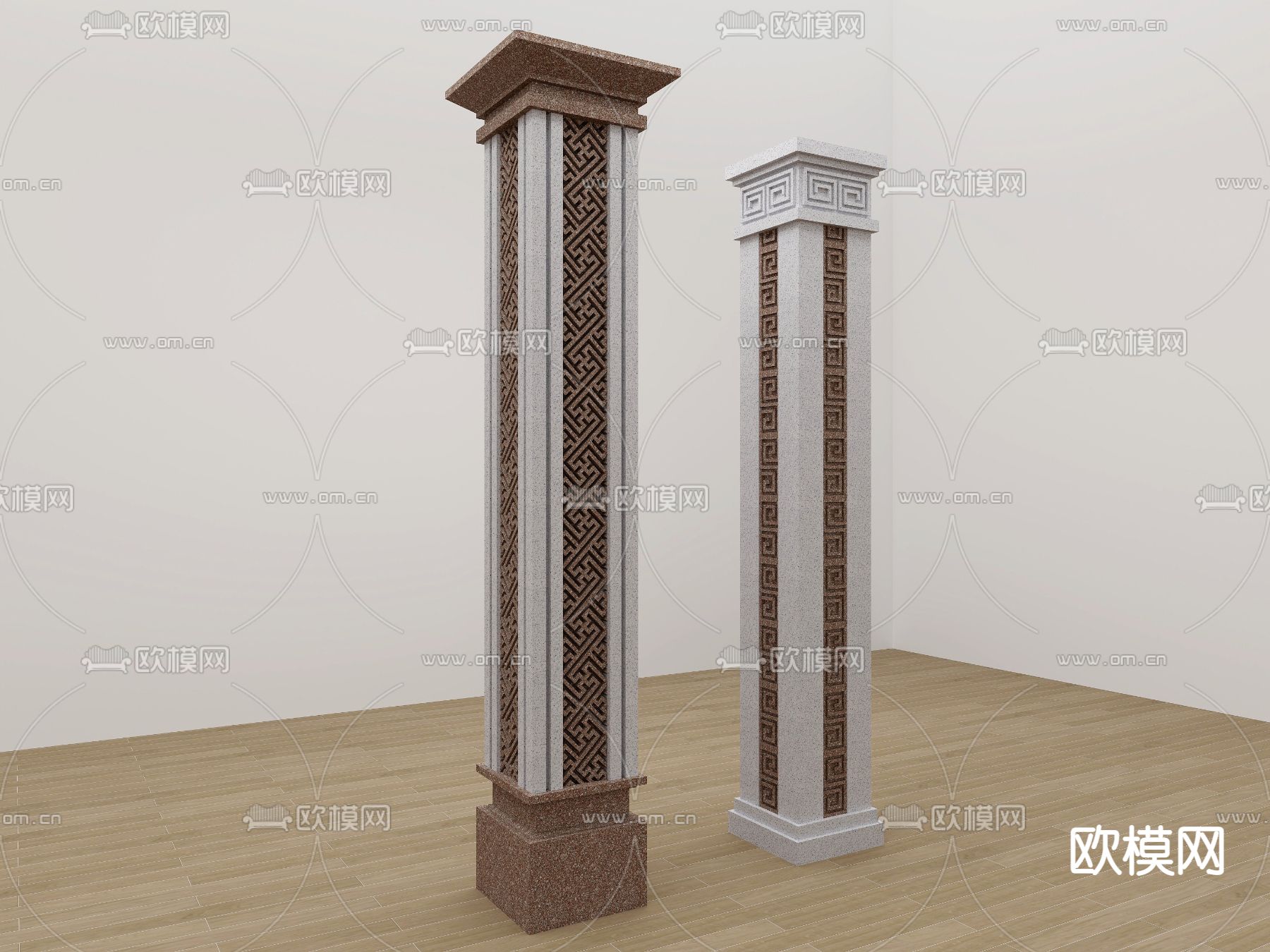 中式柱子 石膏柱su模型下载（渲染图2）