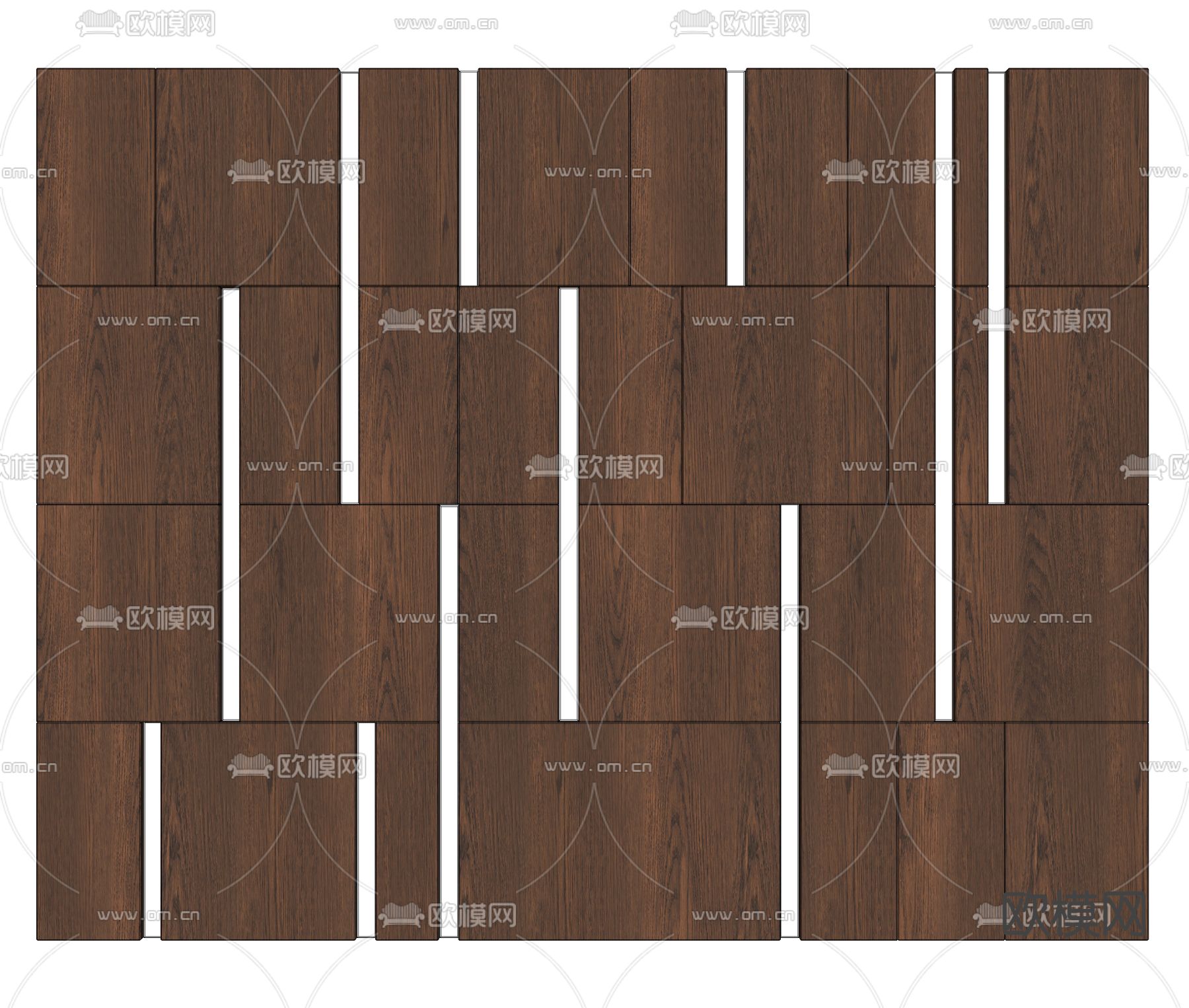 实木背景墙 护墙板su模型下载（渲染图2）