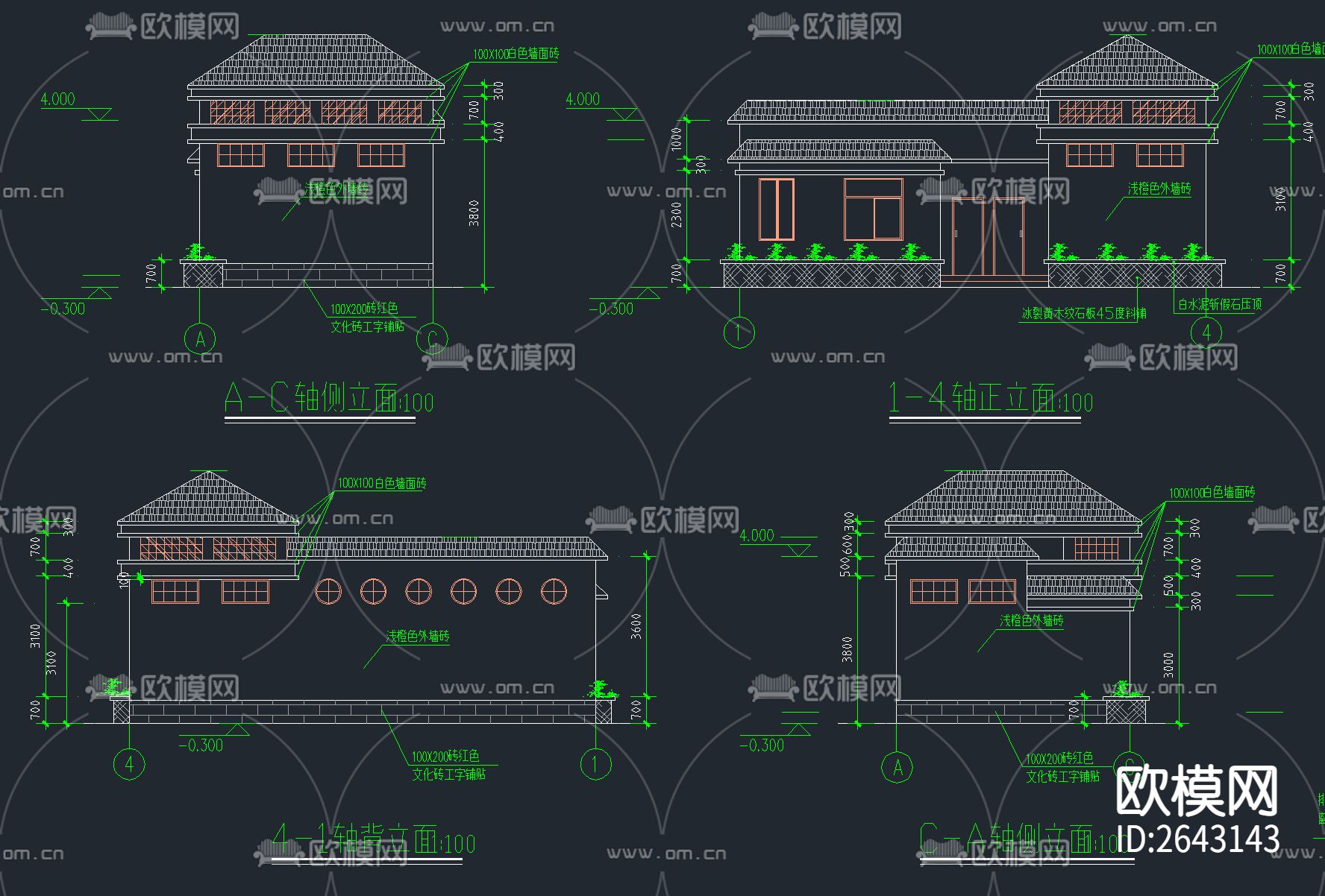 公共卫生间CAD施工图下载（渲染图9）