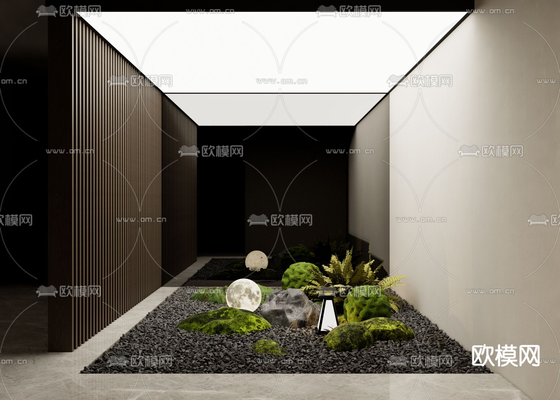 苔石造景 植物堆su模型下载（渲染图1）