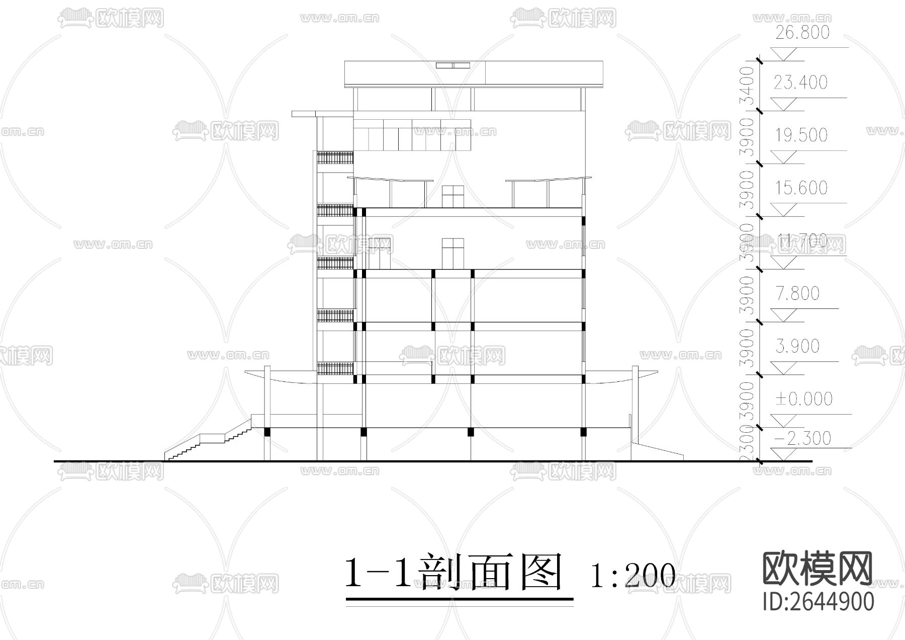 中学教学楼全套CAD施工图下载（渲染图8）