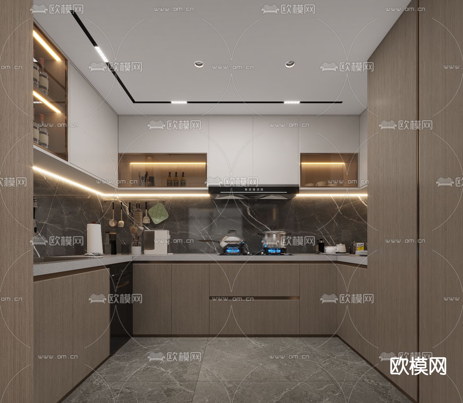 现代厨房 橱柜3d模型下载