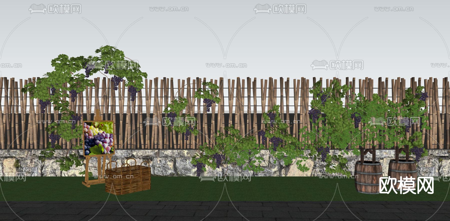 葡萄藤 葡萄架su模型