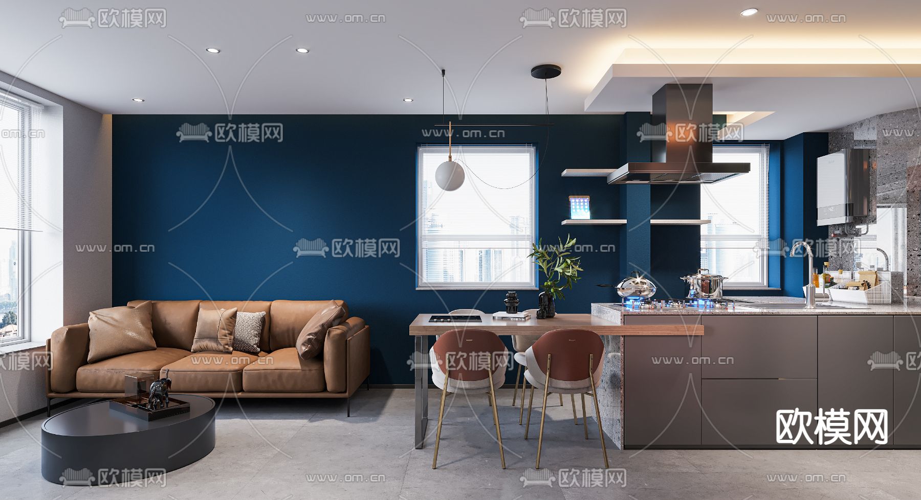 北欧客餐厅3d模型下载（渲染图2）