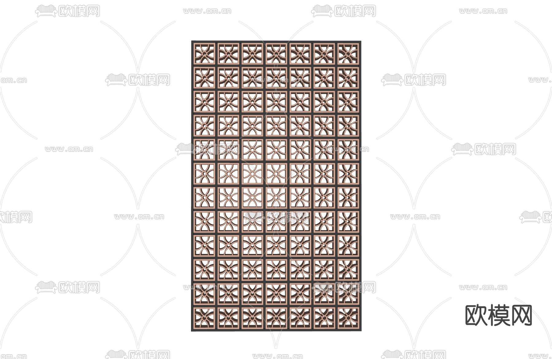 花格屏风 隔断su模型下载