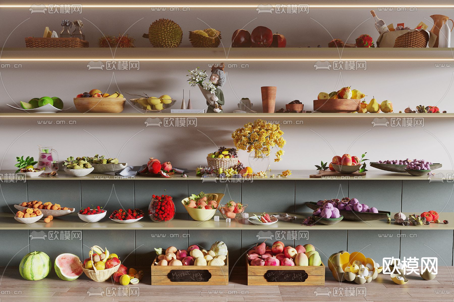 水果 蔬菜 生鲜 果盘3d模型下载