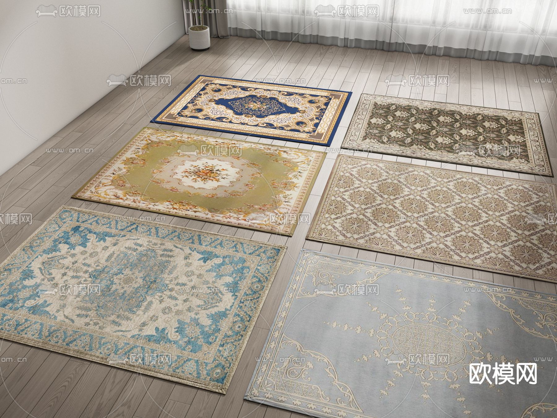 欧式古典地毯 方毯3d模型下载