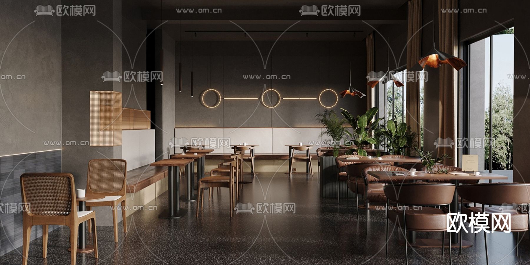 暗黑风咖啡厅su模型下载（渲染图1）
