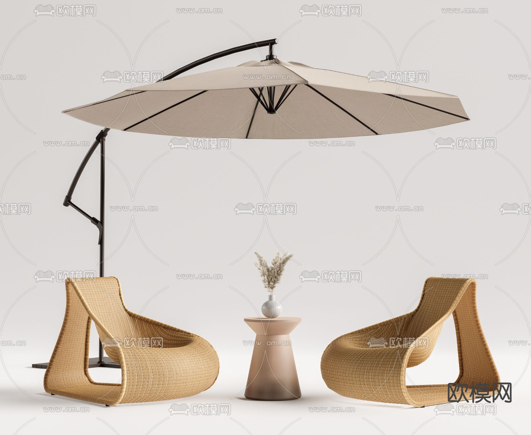 藤编户外椅 异形椅子su模型下载（渲染图1）