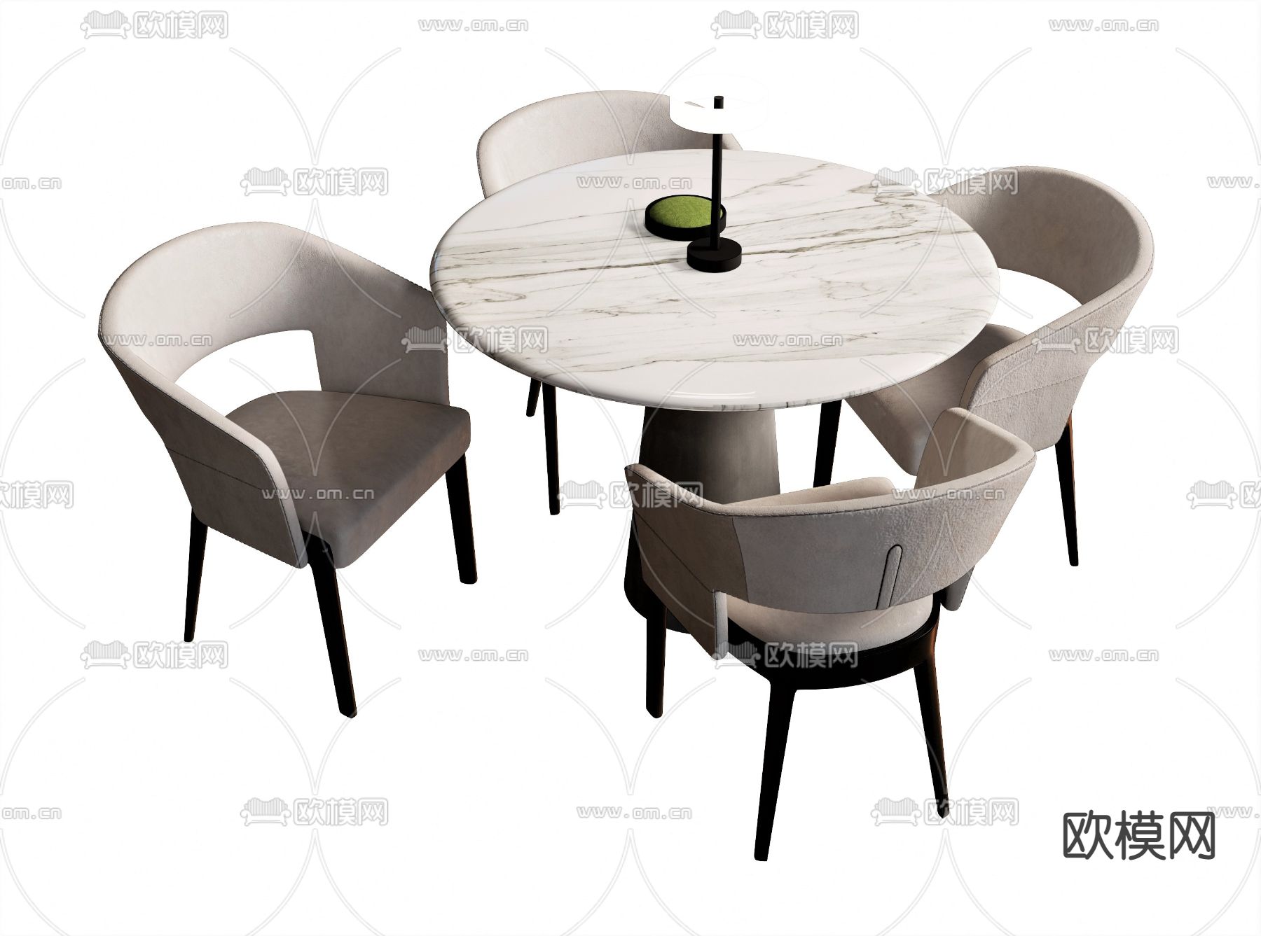 圆餐桌椅su模型下载（渲染图1）