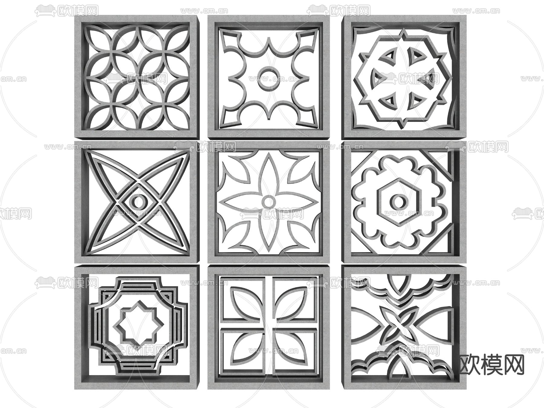 水泥砖 花砖 空心砖 隔断3d模型下载