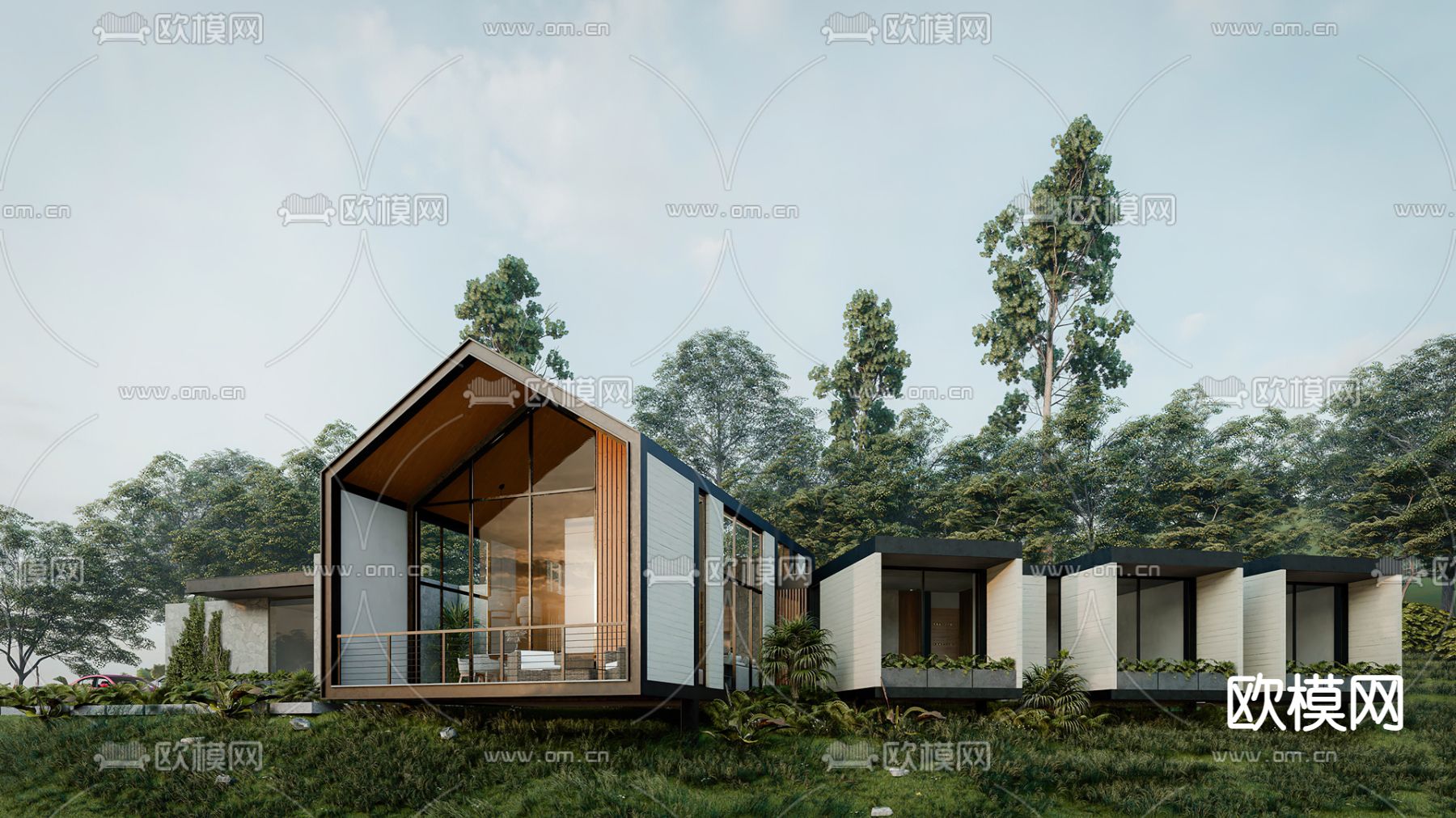 度假民宿 外观su模型下载（渲染图3）